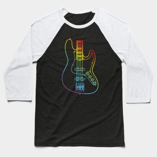 J-Style Bass Guitar Body Colorful Outline Baseball T-Shirt